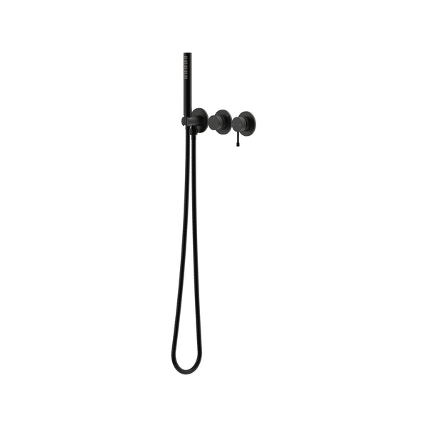 Leora Wall Mixer with Diverter & Hand Shower Trim Kit - Matte Black [Electroplated]