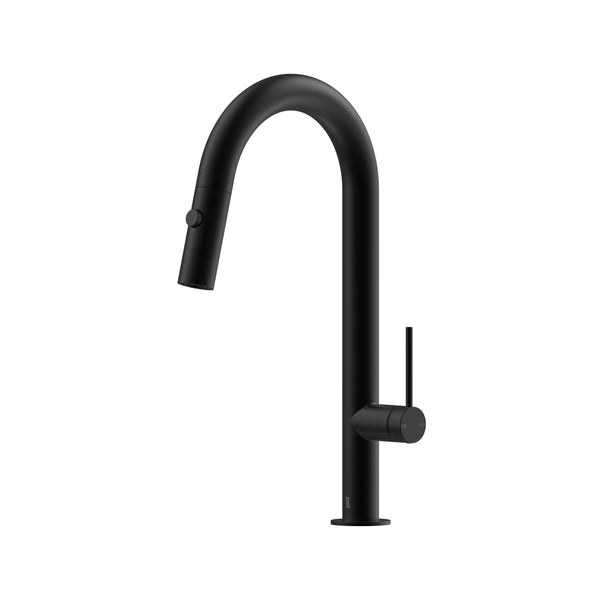 Argia Pull Out Spray Sink Mixer 200 Curved Spout Lead Free - Matte Black [Electroplated]