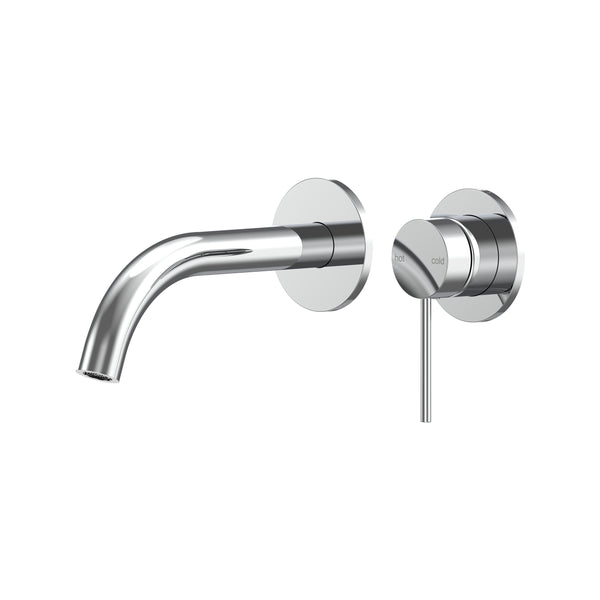 Argia Wall Basin/Bath Mixer Set 180 Curved Spout Lead Free - Chrome