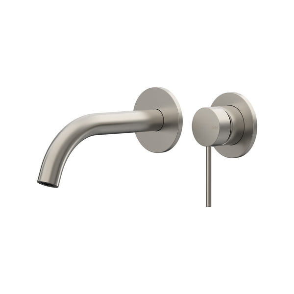 Argia Wall Basin/Bath Mixer Set 180 Curved Spout Lead Free - Brushed Nickel [PVD]
