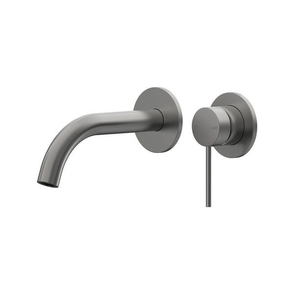 Argia Wall Basin/Bath Mixer Set 180 Curved Spout Lead Free - Gun Metal [PVD]