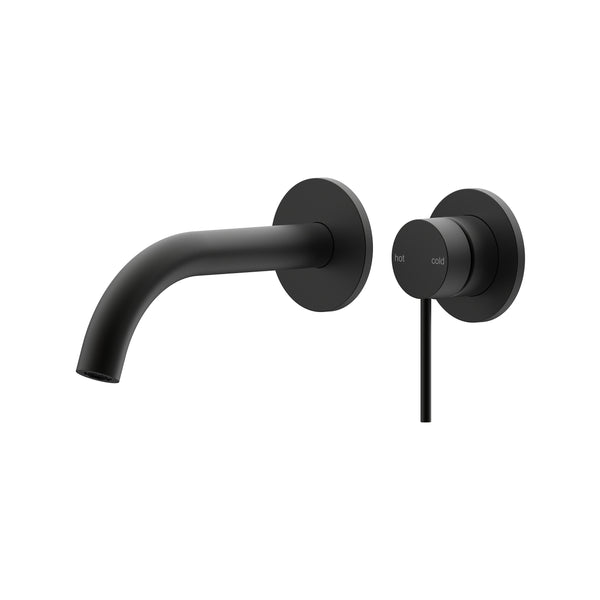 Argia Wall Basin/Bath Mixer Set 180 Curved Spout Lead Free - Matte Black [Electroplated]