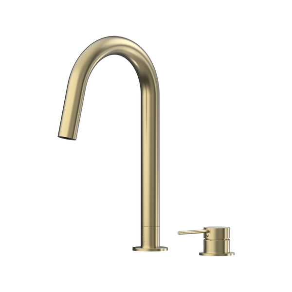 Argia Hob Sink Mixer Set 200 Curved Spout Lead Free - Brushed Gold [PVD]