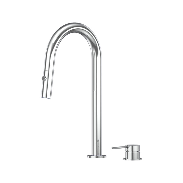 Argia Hob Pull Out Spray Sink Mixer Set 200 Curved Spout Lead Free - Chrome