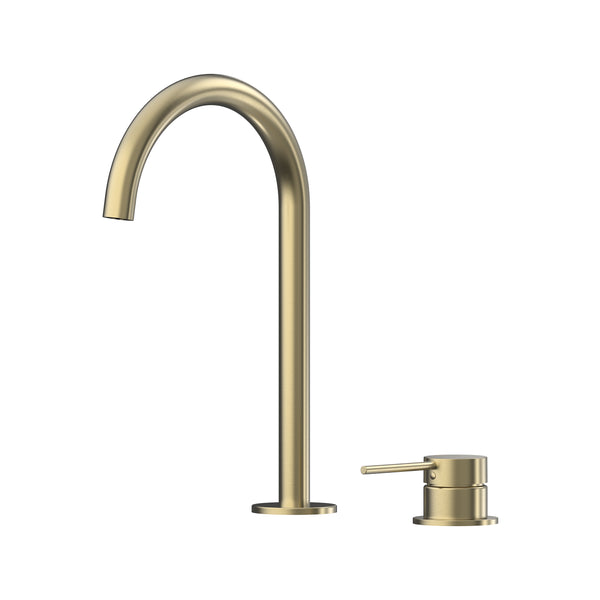 Argia Hob Basin Mixer Set 175 Curved Spout Lead Free - Brushed Gold [PVD]