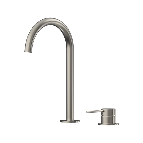 Argia Hob Basin Mixer Set 175 Curved Spout Lead Free - Brushed Nickel [PVD]