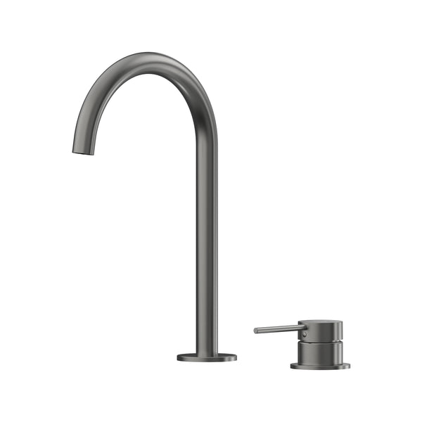 Argia Hob Basin Mixer Set 175 Curved Spout Lead Free - Gun Metal [PVD]