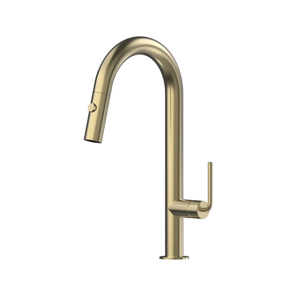 Meira Pull Out Spray Sink Mixer 200 Curved Spout Lead Free - Brushed Gold [PVD]