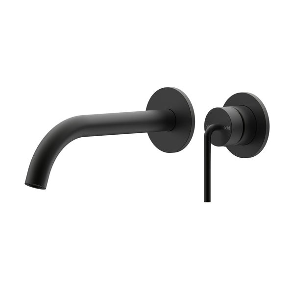 Meira Wall Basin/Bath Mixer Set 220 Curved Spout Lead Free - Matte Black [Electroplated]