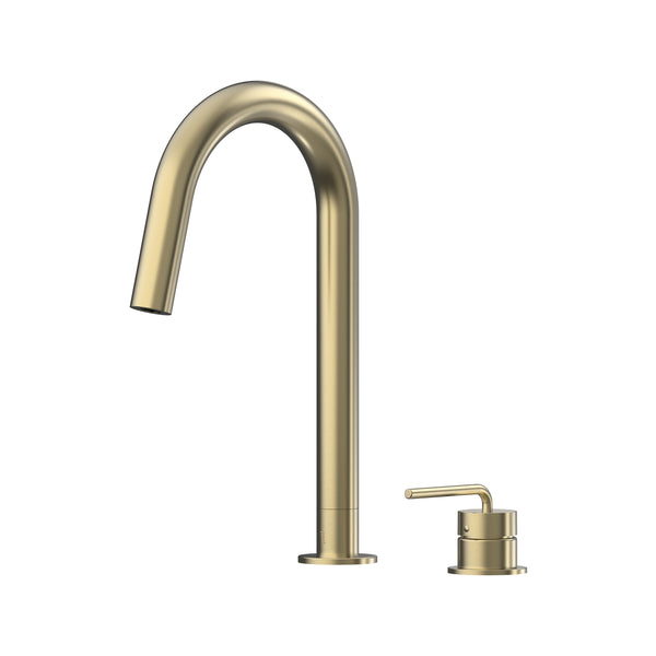Meira Hob Sink Mixer Set 200 Curved Spout Lead Free - Brushed Gold [PVD]
