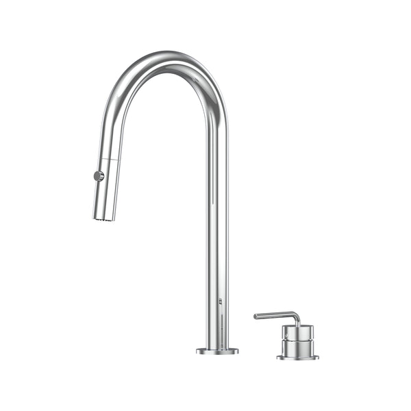 Meira Hob Pull Out Spray Sink Mixer Set 200 Curved Spout Lead Free - Chrome