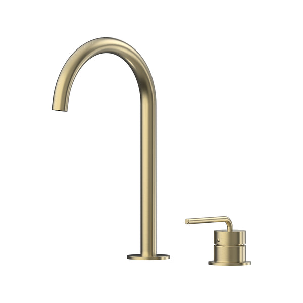 Meira Hob Basin Mixer Set 175 Curved Spout Brushed Gold Lead Free - Brushed Gold [PVD]