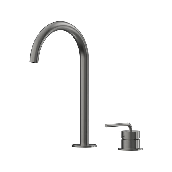 Meira Hob Basin Mixer Set 175 Curved Spout Brushed Gold Lead Free - Gun Metal [PVD]