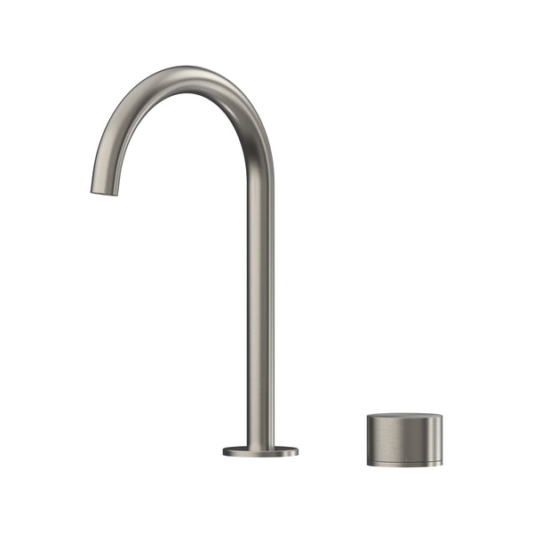 Cahya Hob Progressive Basin Mixer Set 175 Curved Spout Lead Free - Brushed Nickel [PVD]