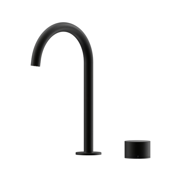 Cahya Hob Progressive Basin Mixer Set 175 Curved Spout Lead Free - Matte Black [Electroplated]
