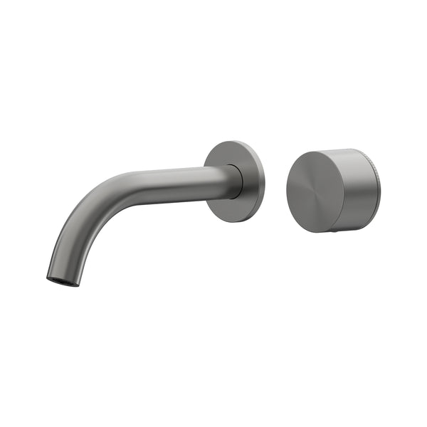 Cahya Wall Basin/Bath Progressive Mixer Set 180 Curved Spout Lead Free - Gun Metal [PVD]