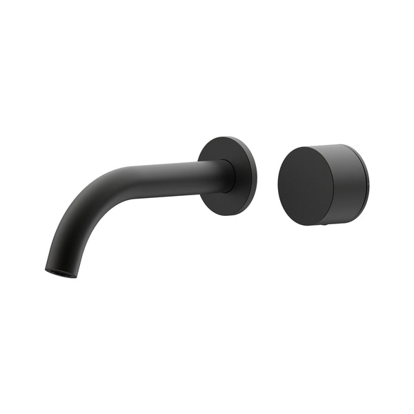 Cahya Wall Basin/Bath Progressive Mixer Set 180 Curved Spout Lead Free - Matte Black [Electroplated]