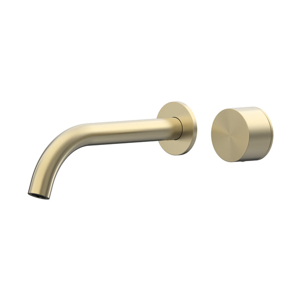 Cahya Wall Basin/Bath Progressive Mixer Set 220 Curved Spout Lead Free - Brushed Gold [PVD]
