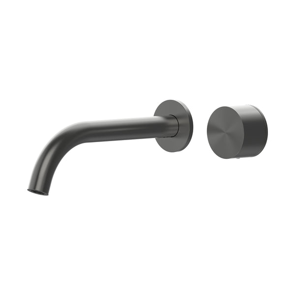 Cahya Wall Basin/Bath Progressive Mixer Set 220 Curved Spout Lead Free - Gun Metal [PVD]