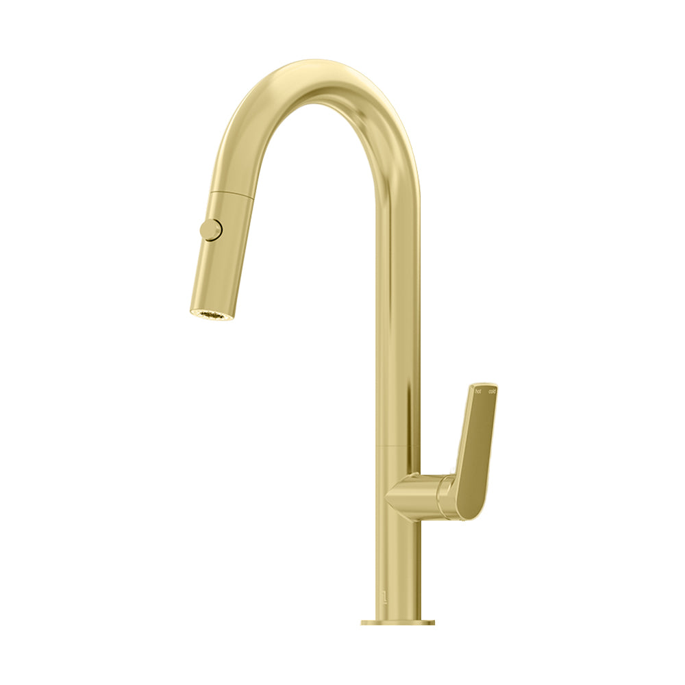 Sereia Pull Out Spray Sink Mixer 200 Curved Spout Lead Free