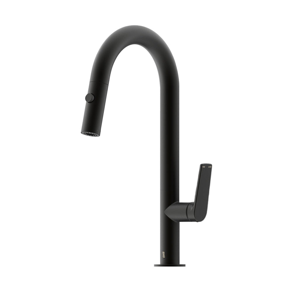 Sereia Pull Out Spray Sink Mixer 200 Curved Spout Lead Free