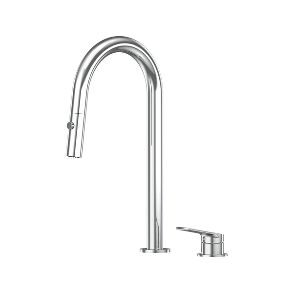 Sereia Hob Pull Out Spray Sink Mixer Set 200 Curved Spout Lead Free - Chrome