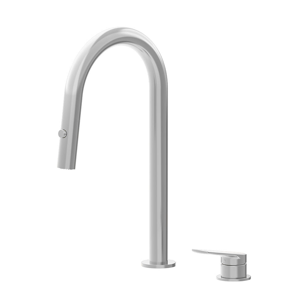 Sereia Hob Pull Out Spray Sink Mixer Set 200 Curved Spout Lead Free