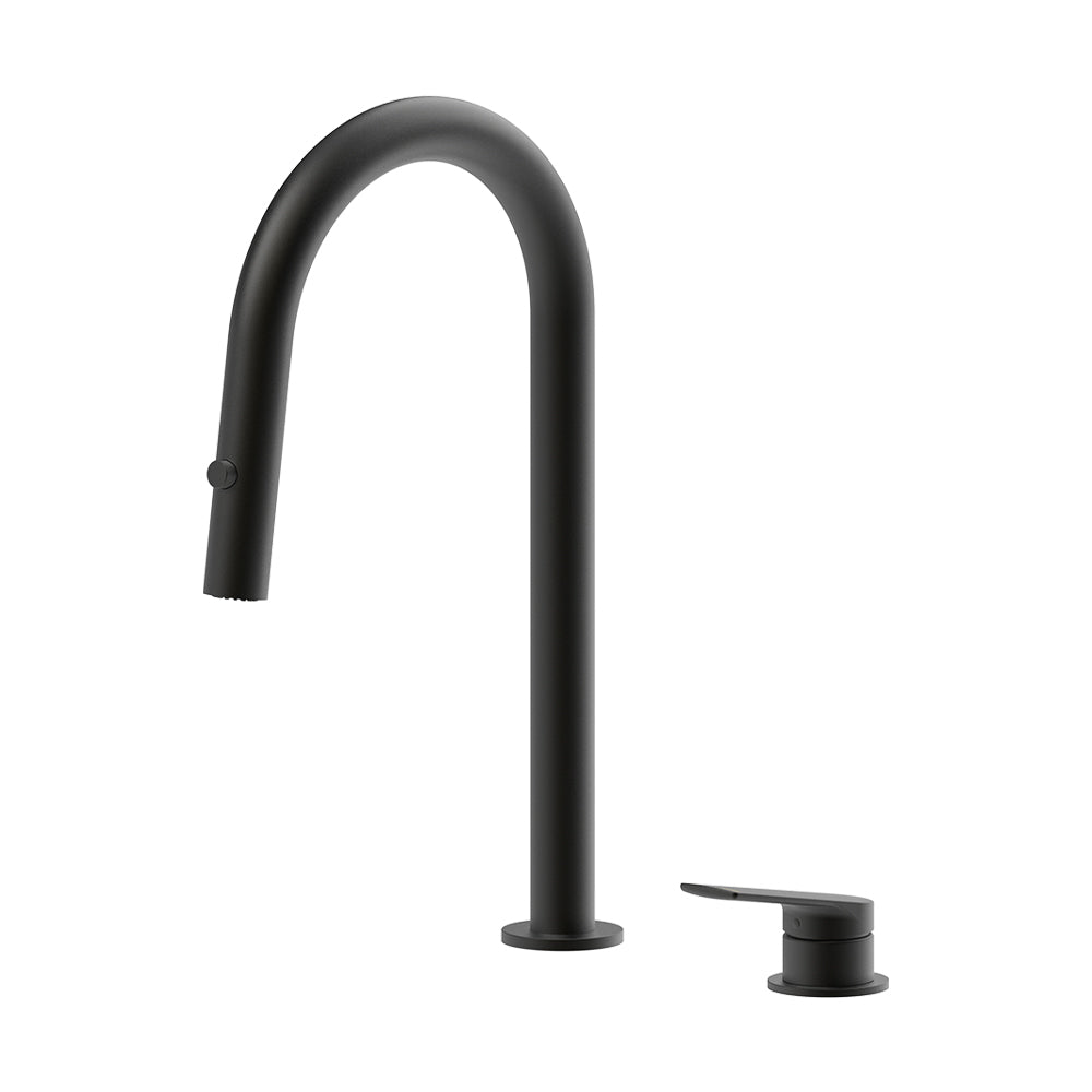 Sereia Hob Pull Out Spray Sink Mixer Set 200 Curved Spout Lead Free