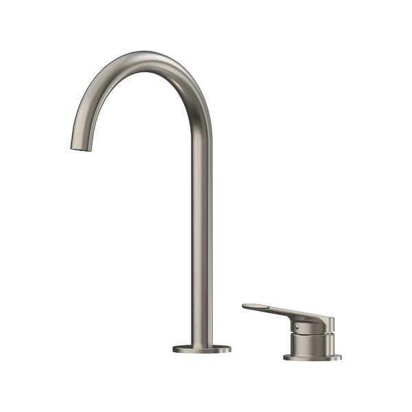 Sereia Hob Basin Mixer Set 175 Curved Spout Lead Free - Brushed Nickel [PVD]