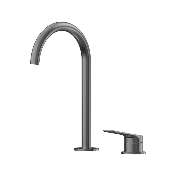 Sereia Hob Basin Mixer Set 175 Curved Spout Lead Free - Gun Metal [PVD]
