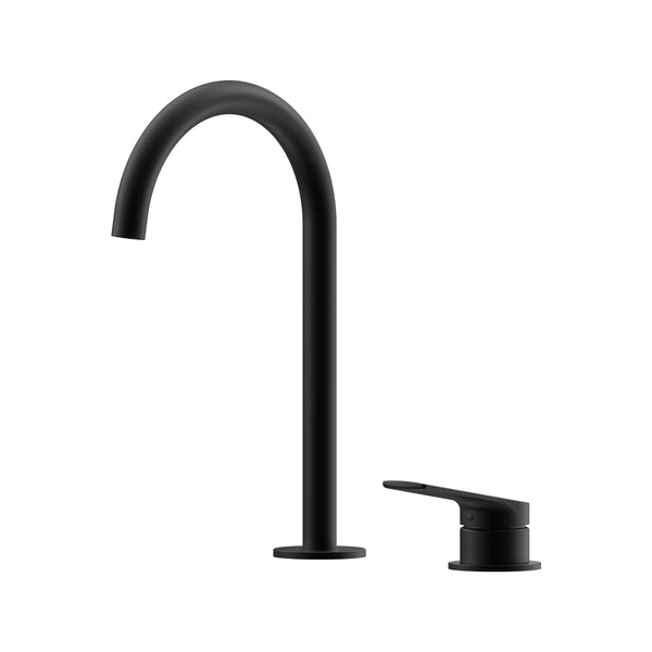 Sereia Hob Basin Mixer Set 175 Curved Spout Lead Free - Matte Black [Electroplated]