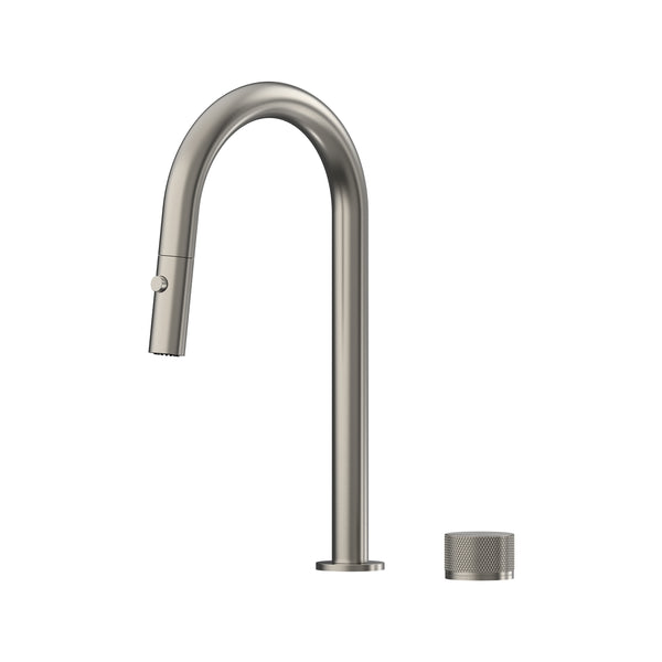 Leggero Hob Progressive Pull Out Spray Sink Mixer Set 200 Curved Spout Lead Free - Brushed Nickel [PVD]