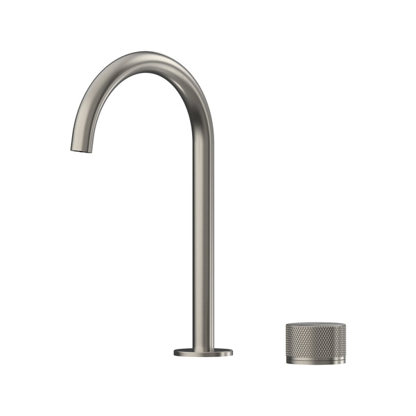 Leggero Hob Progressive Basin Mixer Set 175 Curved Spout Lead Free - Brushed Nickel [PVD]