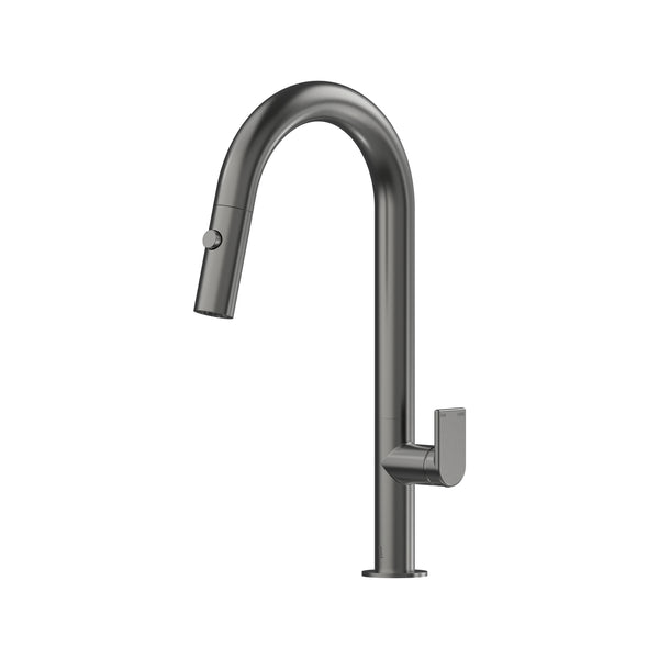 Lekki Pull Out Spray Sink Mixer 200 Curved Spout Lead Free - Gun Metal [PVD]