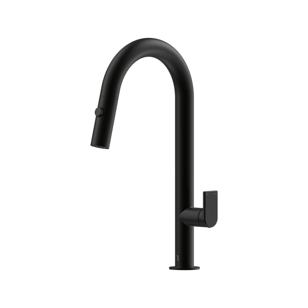 Lekki Pull Out Spray Sink Mixer 200 Curved Spout Lead Free - Matte Black [Electroplated]