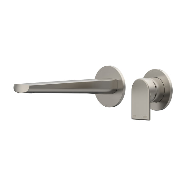 Lekki Wall Basin/Bath Mixer Set 200 Spout Lead Free - Brushed Nickel [PVD]