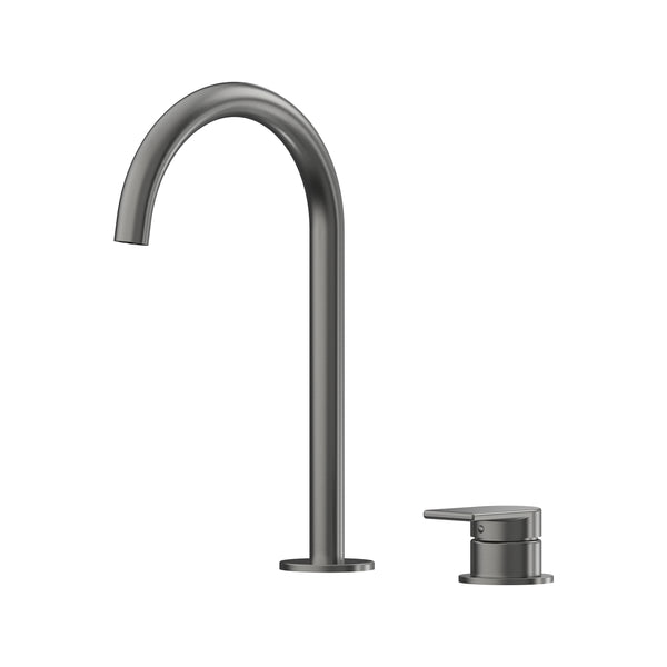 Lekki Hob Basin Mixer Set 175 Curved Spout Lead Free - Gun Metal [PVD]