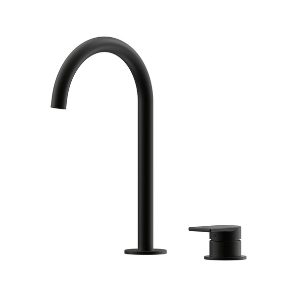 Lekki Hob Basin Mixer Set 175 Curved Spout Lead Free - Matte Black [Electroplated]