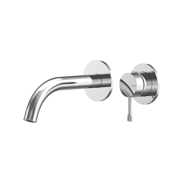 Leora Wall Basin/Bath Mixer Set 180 Curved Spout Lead Free - Chrome