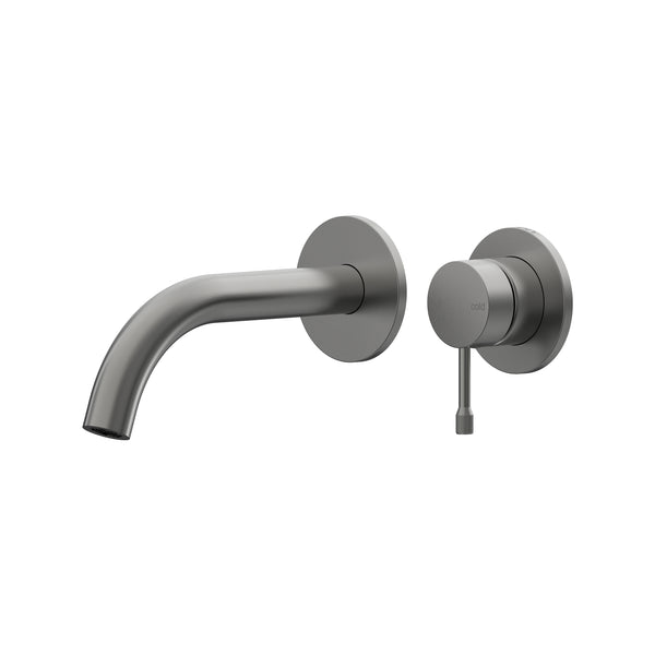 Leora Wall Basin/Bath Mixer Set 180 Curved Spout Lead Free - Gun Metal [PVD]
