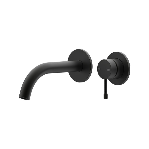 Leora Wall Basin/Bath Mixer Set 180 Curved Spout Lead Free - Matte Black [Electroplated]
