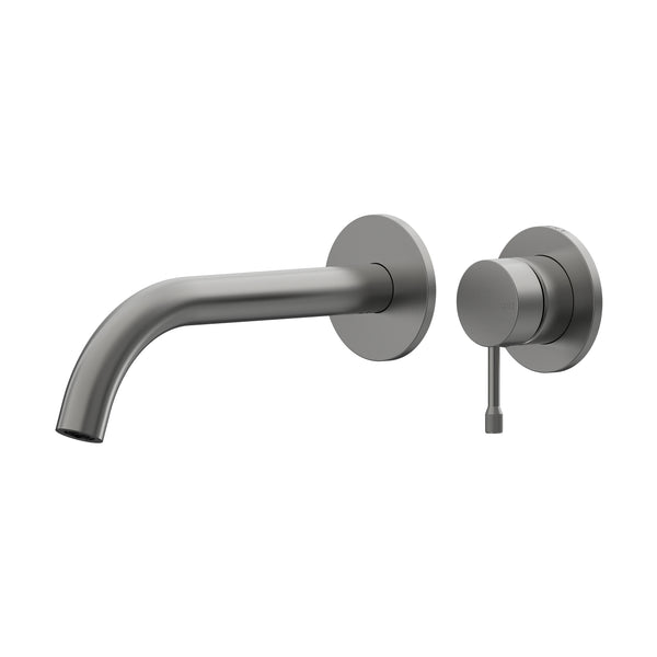 Leora Wall Basin/Bath Mixer Set 220 Curved Spout Lead Free - Gun Metal [PVD]