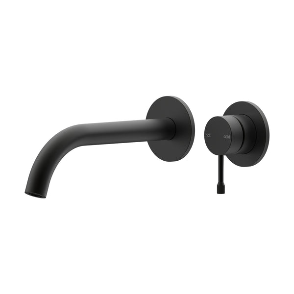 Leora Wall Basin/Bath Mixer Set 220 Curved Spout Lead Free - Matte Black [Electroplated]