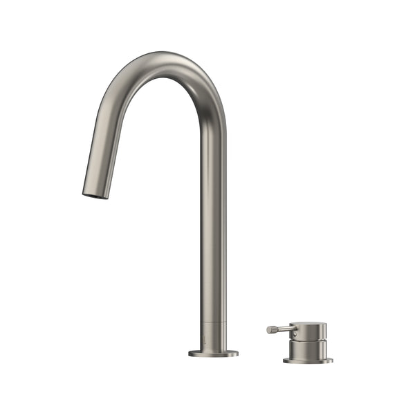 Leora Hob Sink Mixer Set 200 Curved Spout Lead Free - Brushed Nickel [PVD]