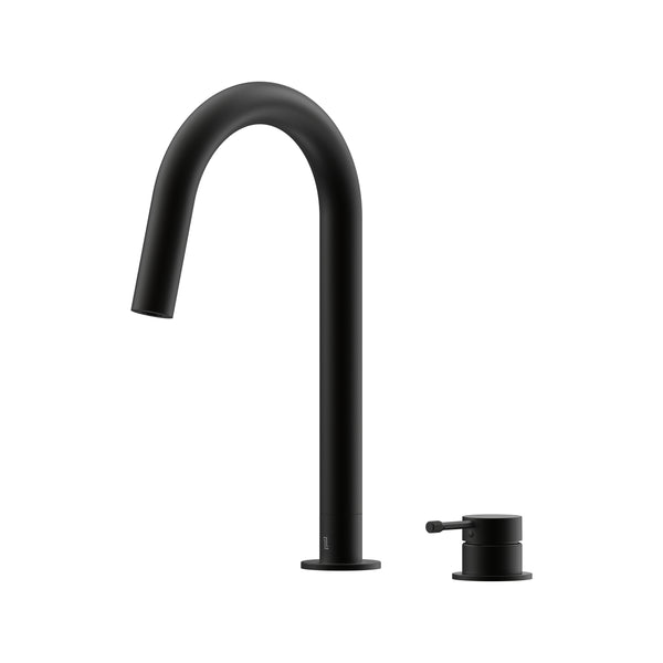 Leora Hob Sink Mixer Set 200 Curved Spout Lead Free - Matte Black [Electroplated]
