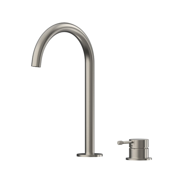 Leora Hob Basin Mixer Set 175 Curved Spout Lead Free - Brushed Nickel [PVD]