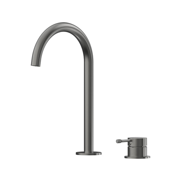 Leora Hob Basin Mixer Set 175 Curved Spout Lead Free - Gun Metal [PVD]