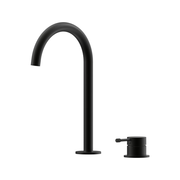 Leora Hob Basin Mixer Set 175 Curved Spout Lead Free - Matte Black [Electroplated]