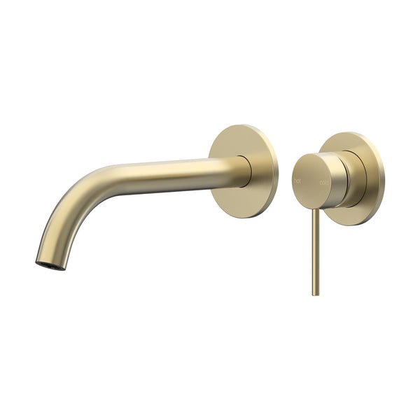 Argia Wall Basin/Bath Mixer Set 220 Curved Spout Trim Kit - Brushed Gold [PVD]