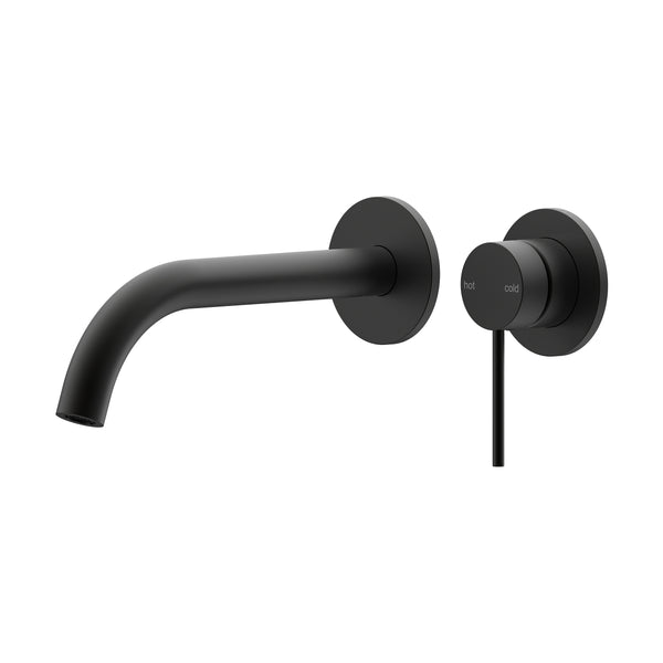Argia Wall Basin/Bath Mixer Set 220 Curved Spout Trim Kit - Matte Black [Electroplated]
